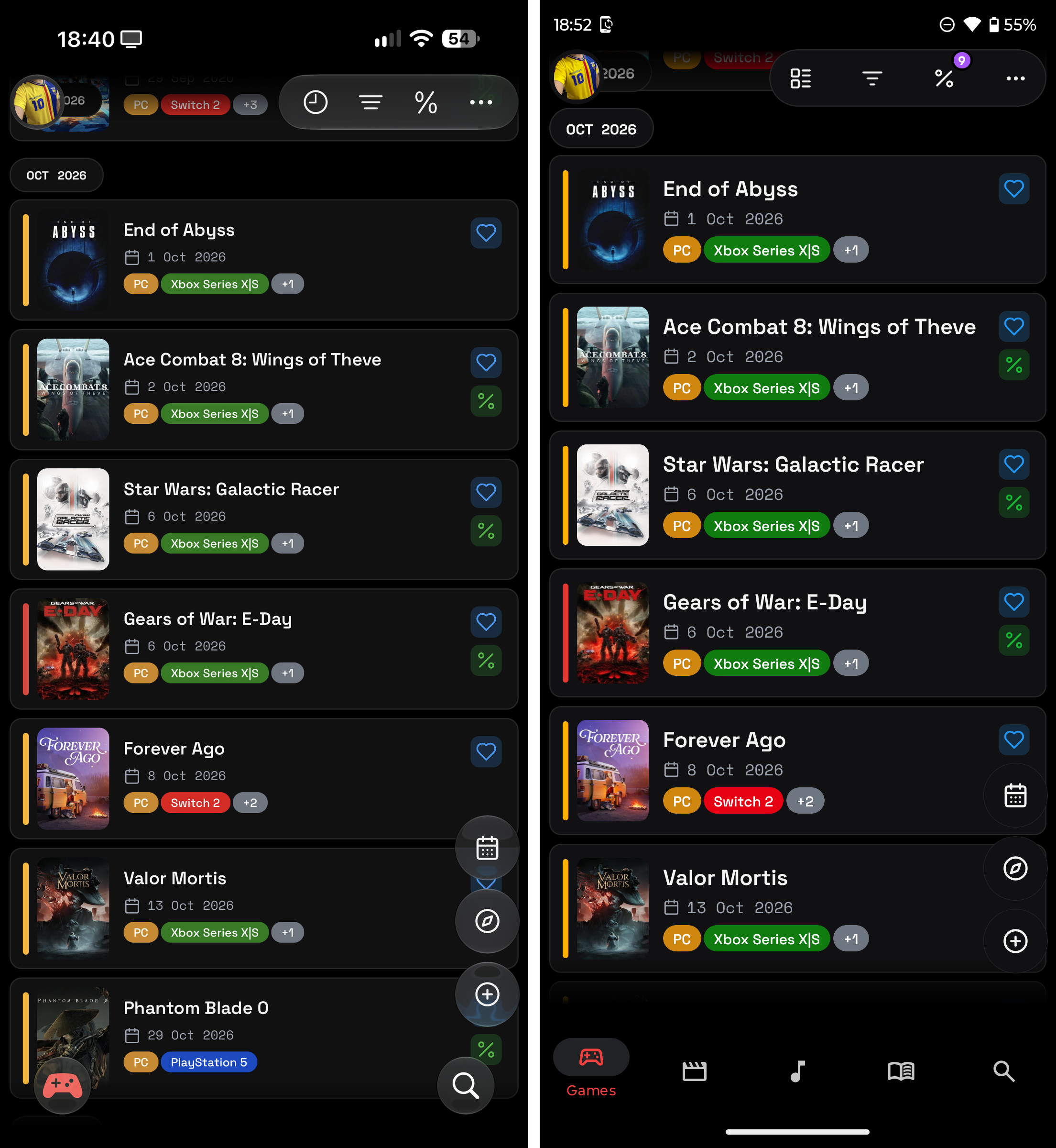 Medialogfy Media lists on iOS and Android