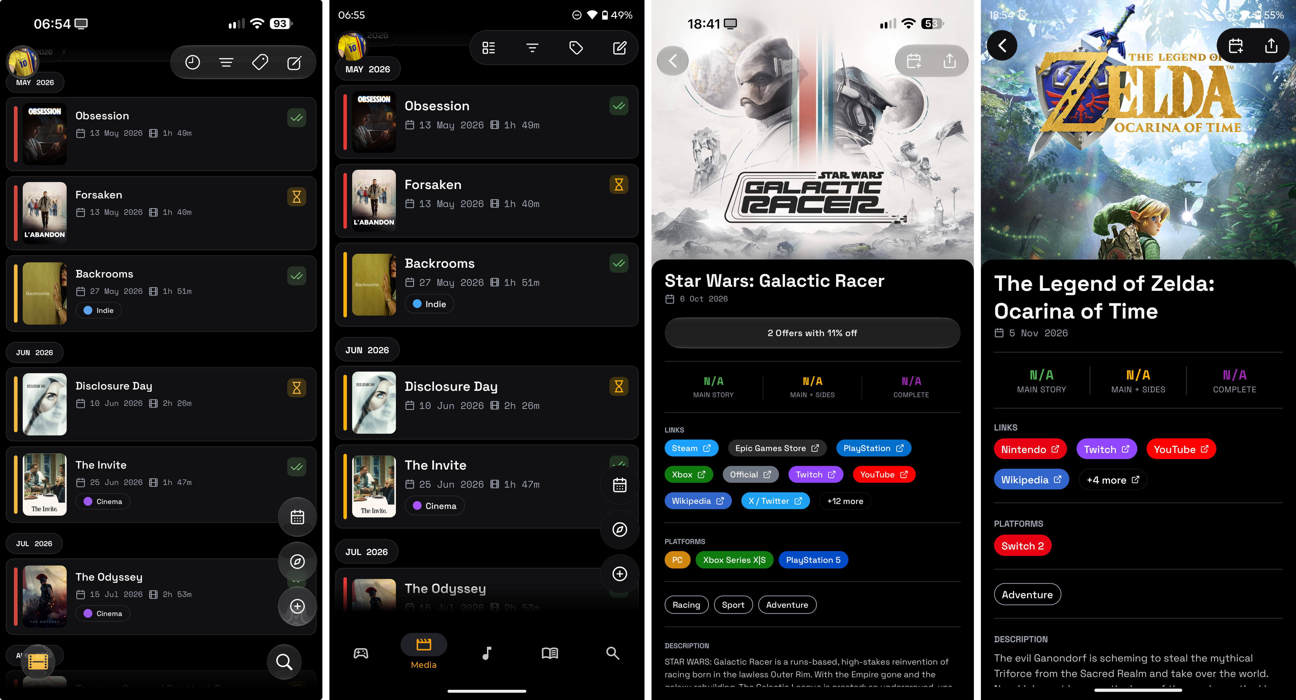 Medialogfy lists and detail views on iOS and Android